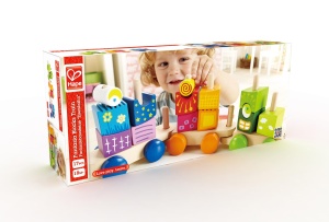 Set de trenulete Hape E0417 cu blocuri colorate din lemn 17 piese - Img 3