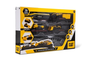 Set de trenuri cu masini mici Caterpillar, 8 sine, cu magnet si 3 vagoane - Img 3