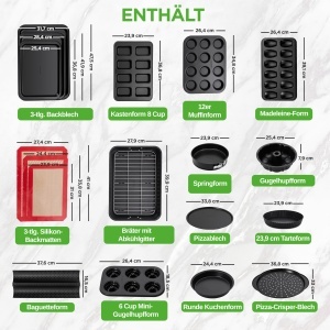 Set de unelte pentru copt NutriChef 42 piese, antiaderent, otel carbon - Img 2