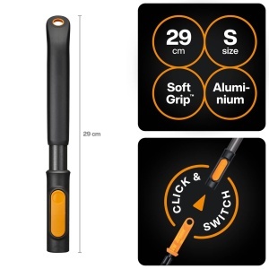 Set de unelte pentru gradinarit Fiskars OneClick - Foarfeca de tuns si taietor de ramuri, 2 manere, negruportocaliu - Img 3