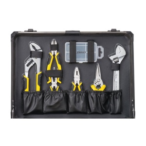 Set de unelte STANLEY 142 piese, inclusiv feronerie, cutit si lanterna, in cutie aluminiu - Img 5