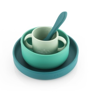 Set de vase din silicon pentru copii Reer 4 piese - verde rezistent la temperaturi extreme