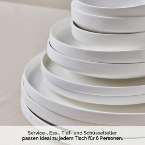 Set de Vesela Karaca Streamline New Saturn 24 piese pentru 6 persoane, Alb, Portelan - Img 6