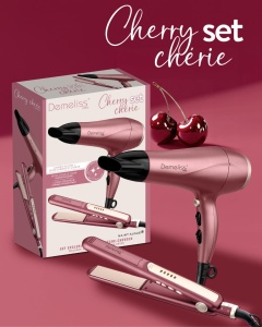Set Demeliss Saint Algue - Uscator de par si placa de indreptat, culoare Cherry - Img 4