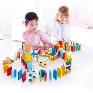Set Domino Hape Fantastic 107 Piese din Lemn Dezvoltare MINT Accesorii Speciale - Img 7