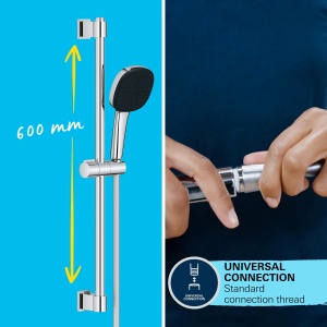 Set dus GROHE Vitalio 110, 2 tipuri de jet, crom, 1,75m furtun - Img 5