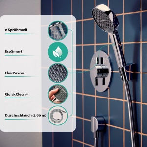 Set dus hansgrohe Activera Select S, 2 tipuri de jet, crom, 1.60 m - Img 2