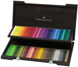 Set Faber-Castell Polychromos - 120 culori in cutie din lemn, mina de 3,8 mm