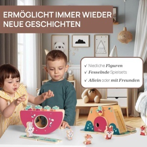 Set figurine din lemn Chicco My Wood Friends Montessori 2 ursuleti si piesa de puzzle pentru copii 2 ani - Img 5