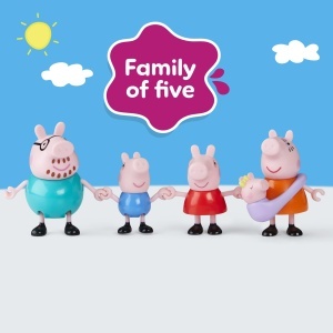 Set Figurine Peppa Pig - Familia Wutz, 5 Piese, Roz - Img 3