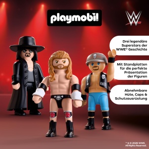 Set Figurine PLAYMOBIL WWE Attitude Era - Undertaker, Stone Cold, Triple H - Img 3