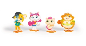 Set Figurine Smoby 44 Cats - Lampo, Pilou, Milady si Metti, 7.7 cm, pentru copii de la 3 ani