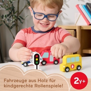 Set Fisher-Price JCY32 Masinute din Lemn pentru Copii 2 Ani 4 Piese Design Educativ - Img 2