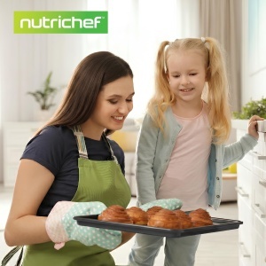 Set forme de copt NutriChef 8 piese, antiaderente, din otel carbon, negru - Img 8