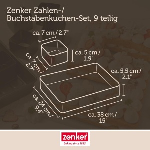 Set forme de copt Zenker pentru numere si litere, 9 piese, rezistent la caldura, negru - Img 4