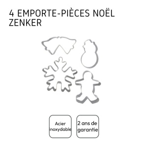 Set forme pentru prajituri Zenker 672805 Craciun 4 modele inox - Img 4