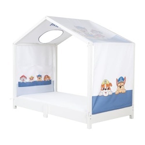Set husa pentru pat Montessori roba 70x140 cm, design Paw Patrol, cu buzunare si fereastra decorativa - Img 2