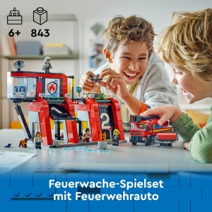 Set LEGO City Statia de Pompieri cu Vehicul cu Scala si Drone, 843 Piese - Img 4