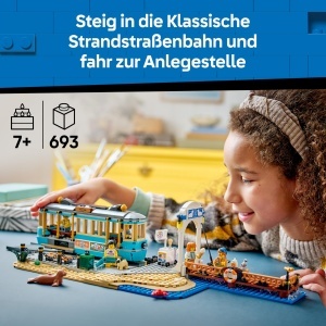 Set LEGO City Tramvai Clasic de Plaja 60506 cu 693 Piese, 5 Figurine - Img 3