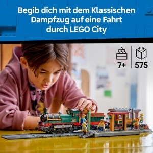 Set LEGO City Tren cu Aburi 60511 - 575 piese, 5 figurine, accesoriu statie - Img 2