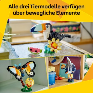 Set LEGO Creator 3-in-1 Animale Salbatice Tukan Tropical cu Floare - 225 piese - Img 3