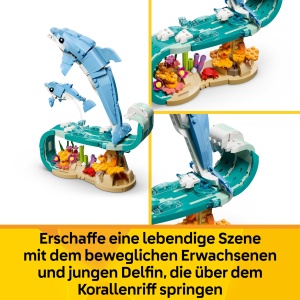 Set LEGO Creator 3-in-1 Meerestiere 31385 - Delfini, Seepferdchen, Krabbe - 542 piese - Img 4