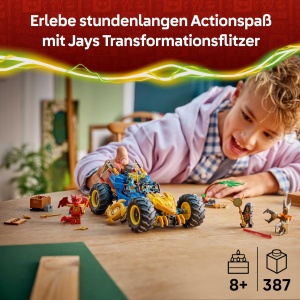 Set LEGO NINJAGO Jays Transformationsflitzer 2in1 cu 5 Minifiguri, 387 Piese - Img 2