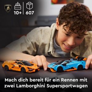 Set LEGO Speed Champions Lamborghini Revuelto si Huracan STO, 607 piese, 2 masini si 2 figurine - Img 2