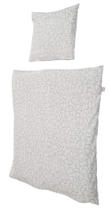 Set lenjerie pentru patut bebe roba Miffy 80x80 cm model iepuras gri - Img 2