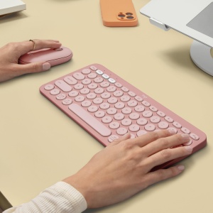Set Logitech Pebble 2 Combo Tastatura si Mouse Wireless Roz Compatibil Multi-Device - Img 2