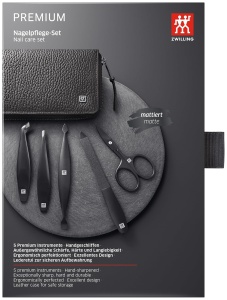 Set manichiura premium 5 piese ZWILLING, etui piele, negru - Img 5