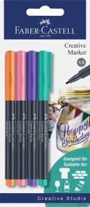 Set Marker Permanent Faber-Castell 4 Marker cu Varf de 1,5 mm, Diverse Culori