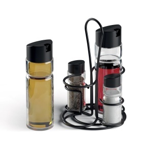 Set Menaj Metaltex 5 piese - Dispenser otet si ulei, condimente, suport metalic - Img 3