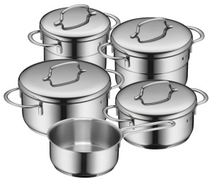 Set Mini Oale WMF 5-piese, Cromargan, Capacitate 0.9l - 1.5l, Inductie