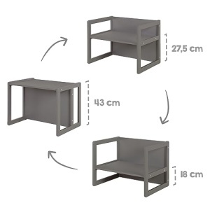 Set mobilier copii Roba 3in1 multifunctional lemn MDF culoare antracit - Img 17