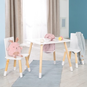 Set mobilier copii Roba masa si 2 scaune albnatur cu spatiu de depozitare - Img 4