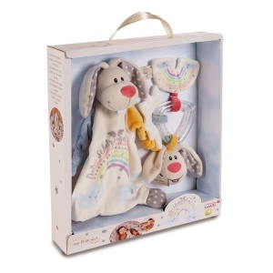 Set NICI Schmusetuch si Beissring Hase Schutzengel 32 x 30 cm pentru Nou-Nascuti
