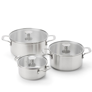 Set Oale din Inox KitchenAid, 3 piese, 162024 cm, Inductie, Argintiu