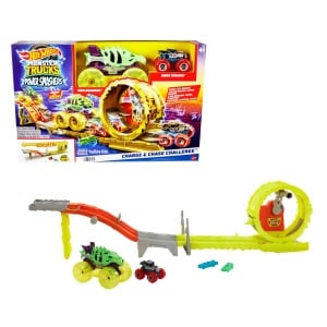 Set Pista Hot Wheels Monster Trucks cu 2 Masini Skelesaurus si Bone Shaker, 164