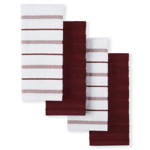 Set prosoape bucatarie KitchenAid Albany 4 bucati RosuAlb 406x66 cm