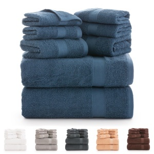 Set prosoape Todocama din bumbac 100, 550 gm, 8 piese, bleu marin