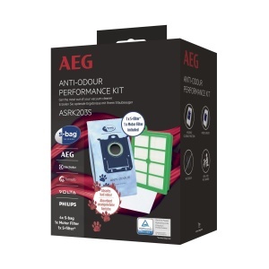 Set saci aspirator AEG ASRK203S S-Bag Performance 4 saci Anti-Odour filtru igienic lavabil ideal pentru locuinte cu animale