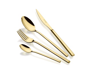Set Tacamuri MONIX Verona Gold 24 piese, Otel inoxidabil 1810, Finisaj auriu