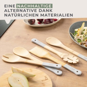 Set tacamuri pentru salata Fackelmann Bambus Balance Mineral Grey 100 FSC bambus - Img 6