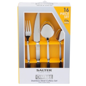 Set tacamuri Salter Ombre 16 piese inox negru-argintiu design modern - Img 6