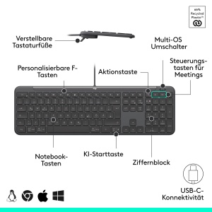 Set Tastatura si Maus Logitech Signature Slim MK620, USB-C, Grafit - Img 6