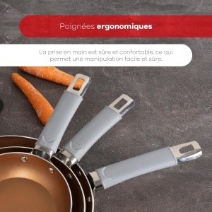Set tigai BERGNER Reeco - 3 tigai inductie 18-22-26 cm spatula din aluminiu - Img 2