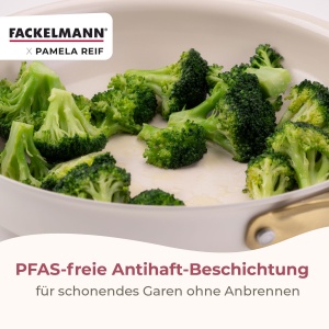 Set tigai Fackelmann x Pamela Reif 3 piese 20-24-28 cm aluminiu reciclat invelis ceramic Pastel-Bej - Img 7