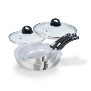 Set tigai Genius Cerafit Steel 5 piese 202428 cm antiaderente compatibile inductie