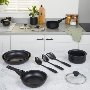 Set tigai si oale Salter Clip Cook 14 piese antiaderente compatibile inductie manere detasabile - Img 3